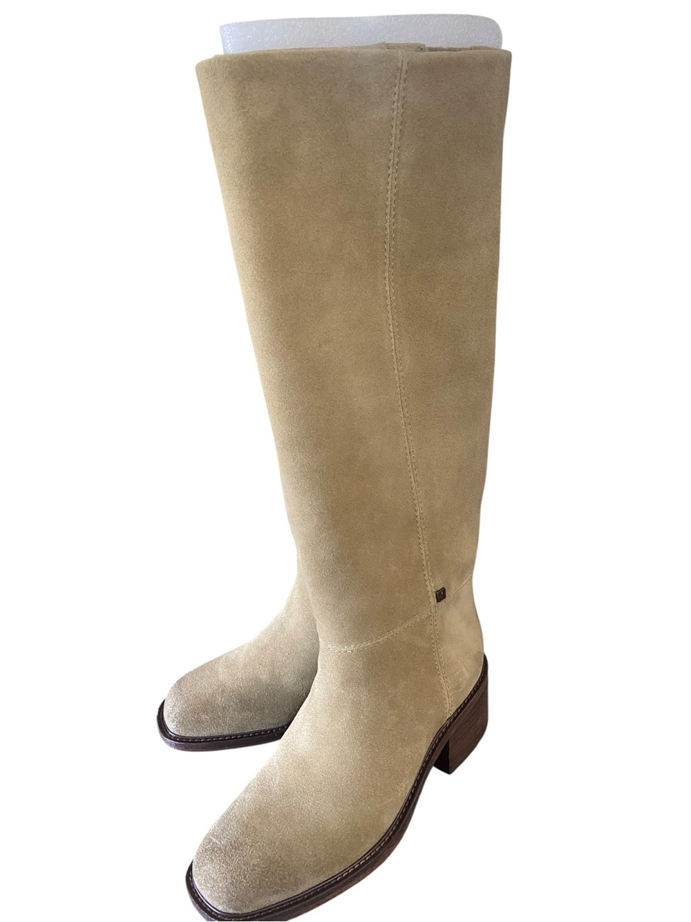 Franco Sarto Knee-High Genuine Leather Boots in Beige Taupe - Picture 10 of 16